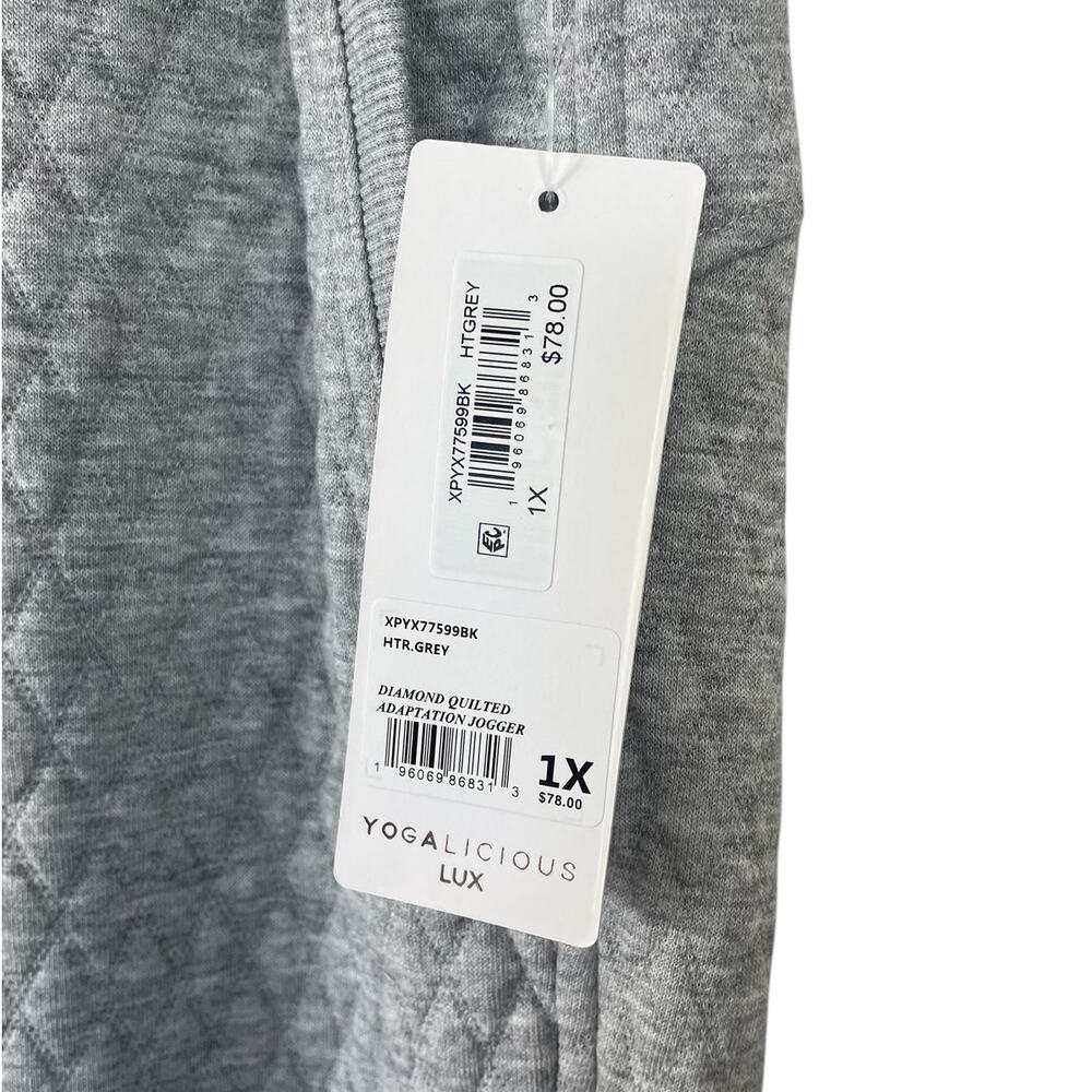 Yogalicious Lux Diamond Quilted Adaptation Jogger Athleisure Gray Sz 1X NEW - Picture 12 of 14